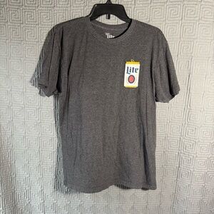 Miller Lite T-Shirt Men’s Size Medium Gray Grey Short Sleeve